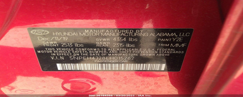 5NPEH4J28LH015262 2020 HYUNDAI SONATA photo no. 9