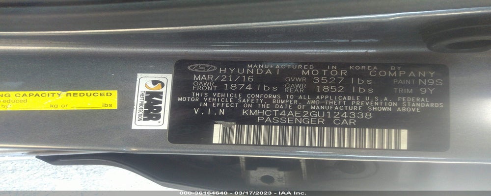 KMHCT4AE2GU124338 2016 HYUNDAI ACCENT photo no. 9