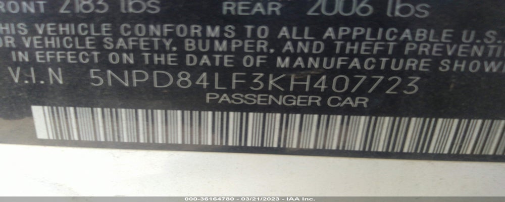 5NPD84LF3KH407723 2019 HYUNDAI ELANTRA photo no. 9