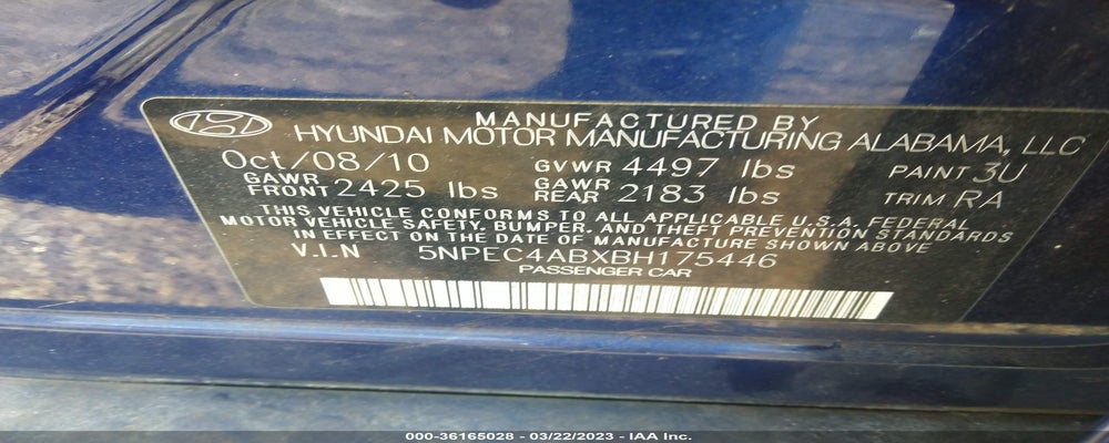 5NPEC4ABXBH175446 2011 HYUNDAI SONATA photo no. 9