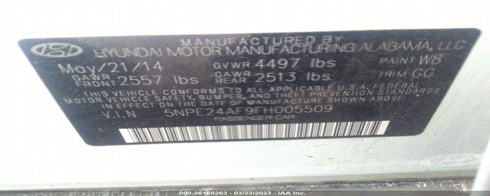5NPE24AF9FH005509 2015 HYUNDAI SONATA photo no. 9