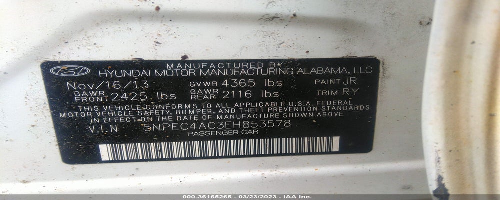 5NPEC4AC3EH853578 2014 HYUNDAI SONATA photo no. 9