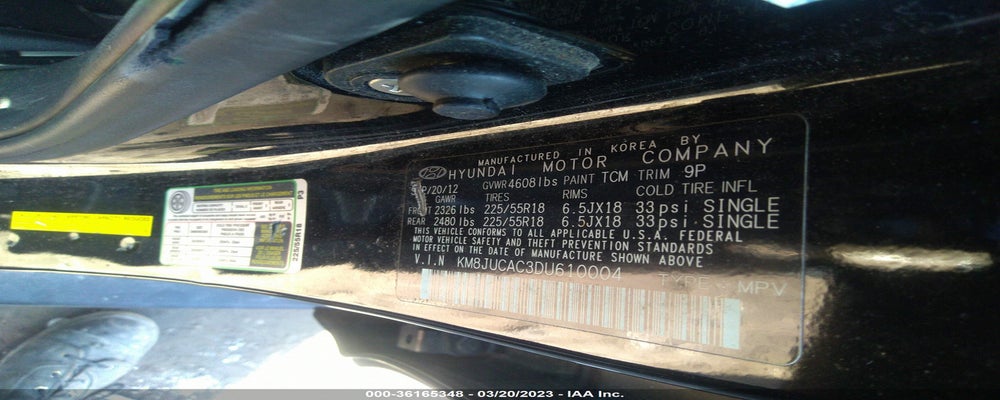 KM8JUCAC3DU610004 2013 HYUNDAI TUCSON photo no. 9