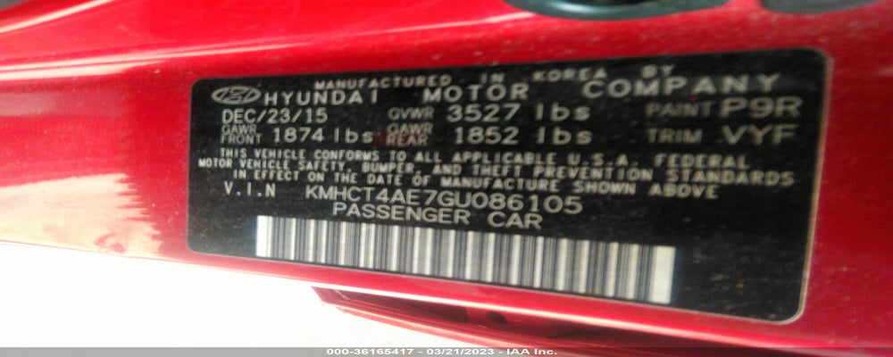 KMHCT4AE7GU086105 2016 HYUNDAI ACCENT photo no. 9