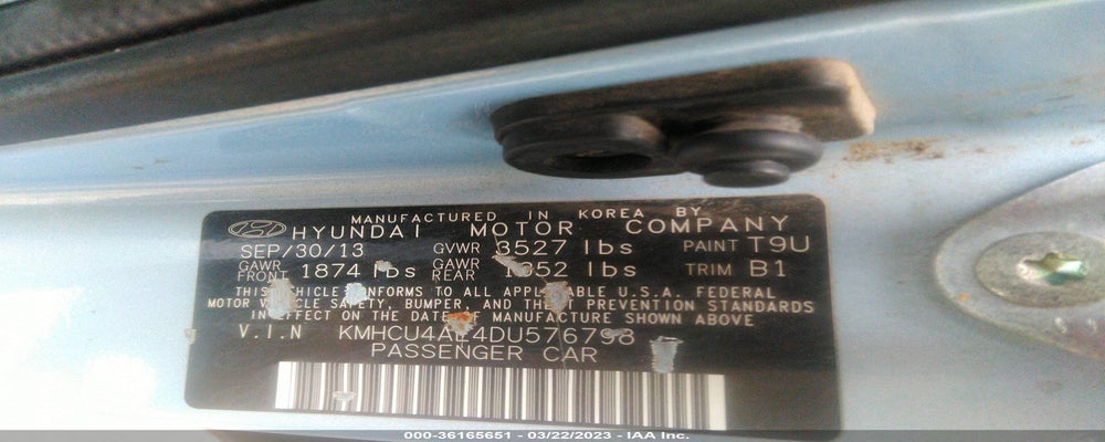 KMHCU4AE4DU576798 2013 HYUNDAI ACCENT photo no. 9