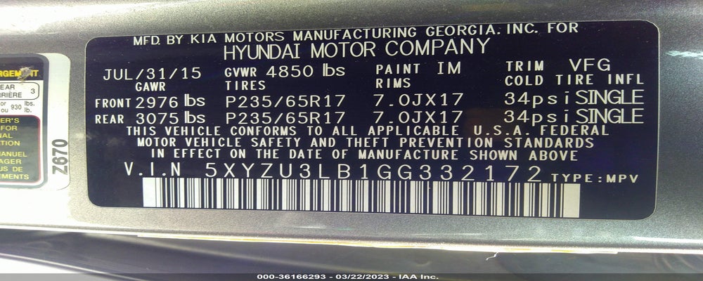 5XYZU3LB1GG332172 2016 HYUNDAI SANTA FE SPORT photo no. 9