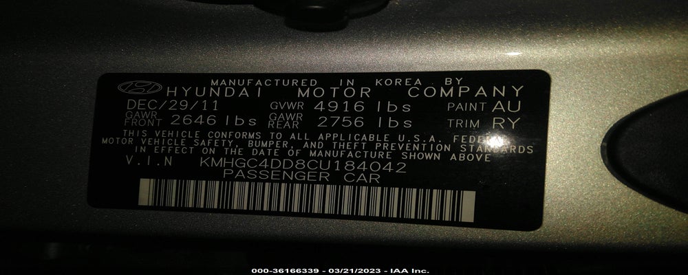 KMHGC4DD8CU184042 2012 HYUNDAI GENESIS photo no. 9