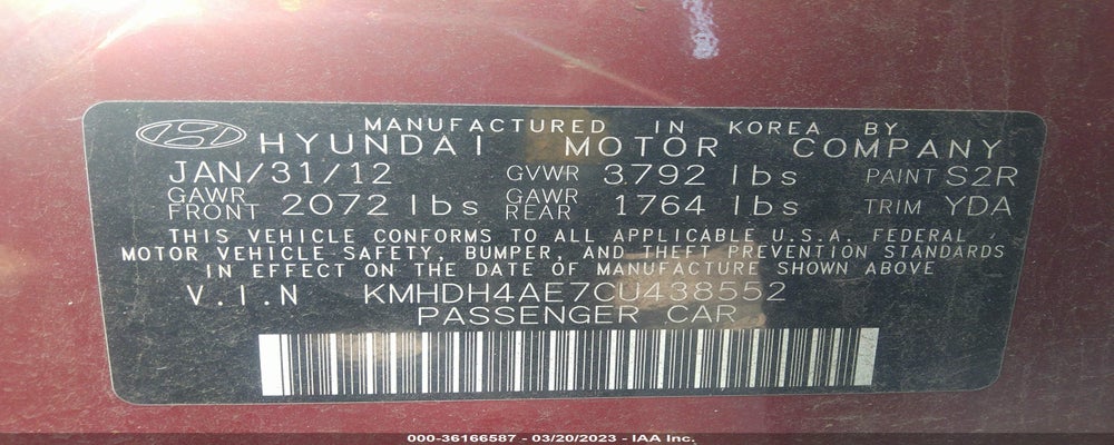 KMHDH4AE7CU438552 2012 HYUNDAI ELANTRA photo no. 9