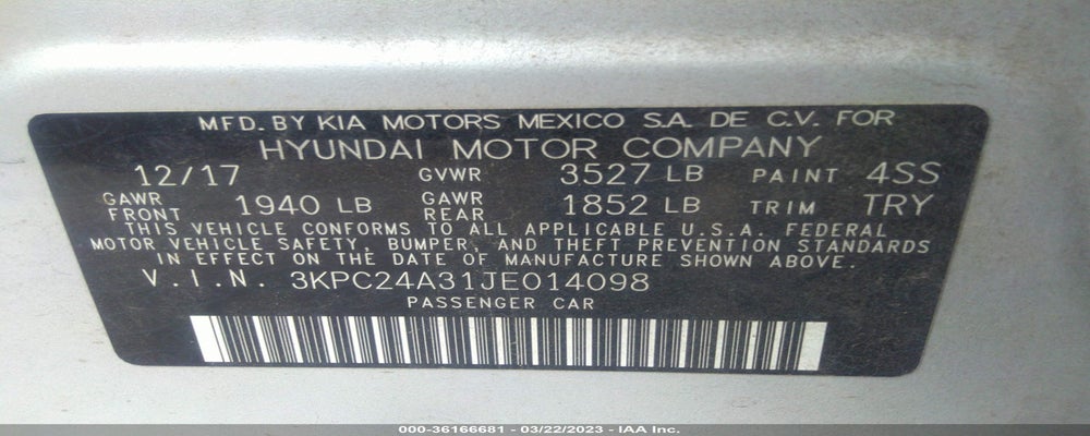 3KPC24A31JE014098 2018 HYUNDAI ACCENT photo no. 9