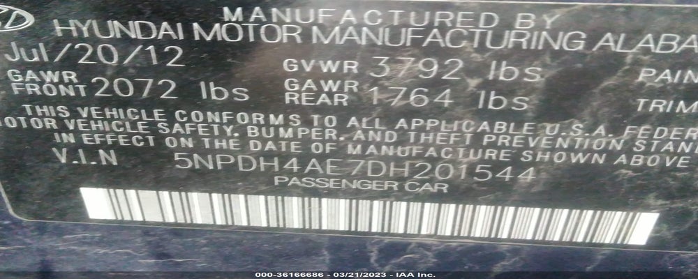5NPDH4AE7DH201544 2013 HYUNDAI ELANTRA photo no. 9