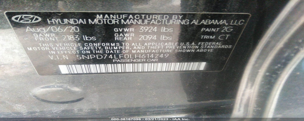 5NPD74LF0LH614249 2020 HYUNDAI ELANTRA photo no. 9