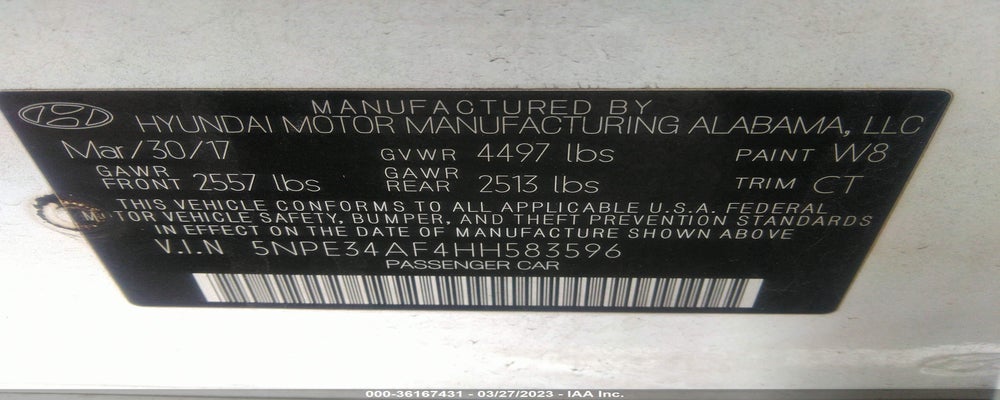 5NPE34AF4HH583596 2017 HYUNDAI SONATA photo no. 9