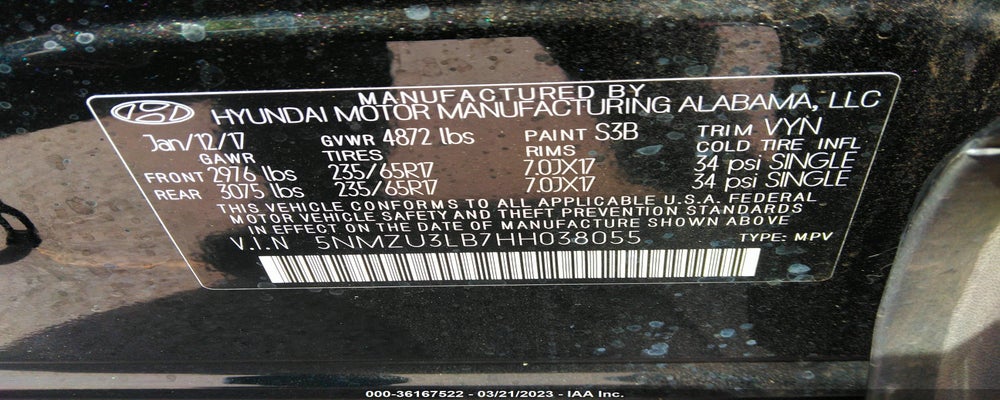 5NMZU3LB7HH038055 2017 HYUNDAI SANTA FE SPORT photo no. 9