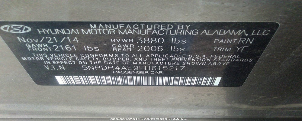 5NPDH4AE9FH615217 2015 HYUNDAI ELANTRA photo no. 9