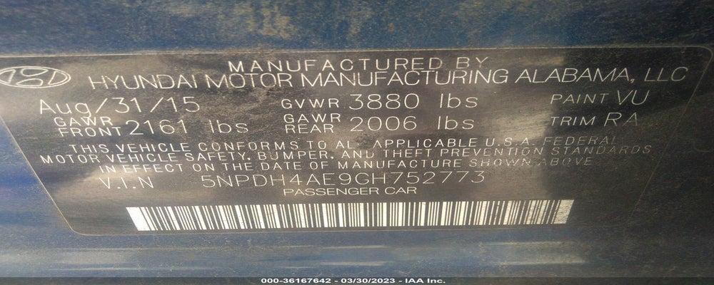 5NPDH4AE9GH752773 2016 HYUNDAI ELANTRA photo no. 9