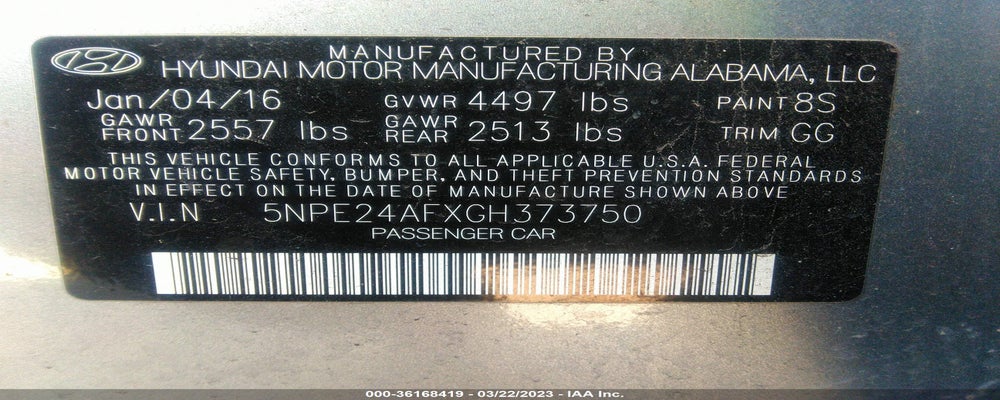 5NPE24AFXGH373750 2016 HYUNDAI SONATA photo no. 9