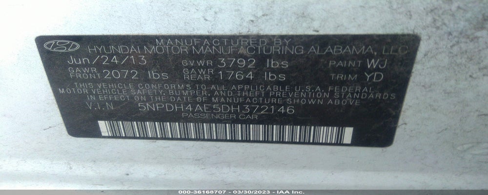 5NPDH4AE5DH372146 2013 HYUNDAI ELANTRA photo no. 9