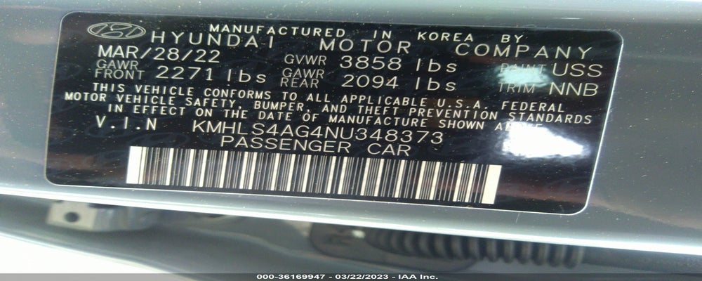 KMHLS4AG4NU348373 2022 HYUNDAI ELANTRA photo no. 9