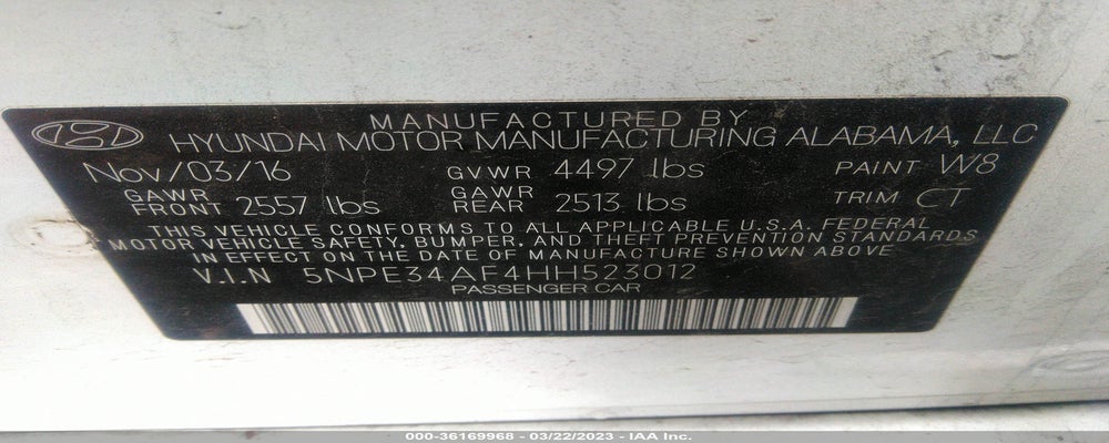5NPE34AF4HH523012 2017 HYUNDAI SONATA photo no. 9