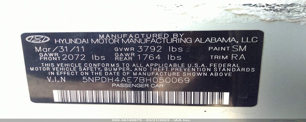 5NPDH4AE7BH050069 2011 HYUNDAI ELANTRA photo no. 9