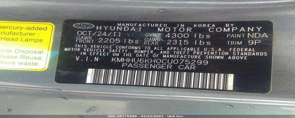KMHHU6KH0CU075299 2012 HYUNDAI GENESIS COUPE photo no. 9