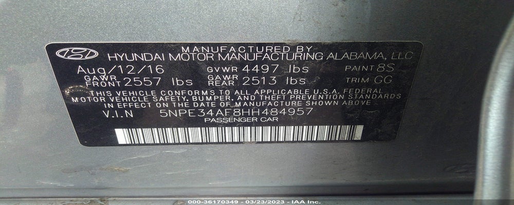 5NPE34AF8HH484957 2017 HYUNDAI SONATA photo no. 9