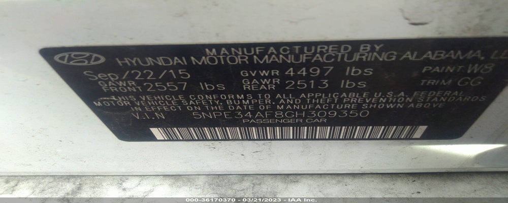 5NPE34AF8GH309350 2016 HYUNDAI SONATA photo no. 9