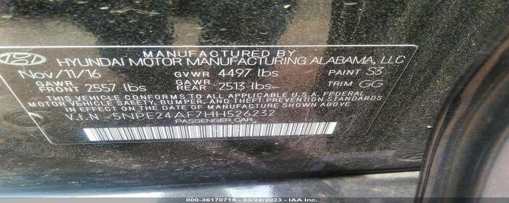 5NPE24AF7HH526232 2017 HYUNDAI SONATA photo no. 9