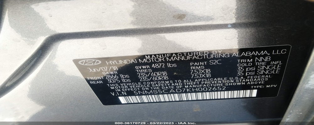 5NMS5CAD7KH002652 2019 HYUNDAI SANTA FE photo no. 9
