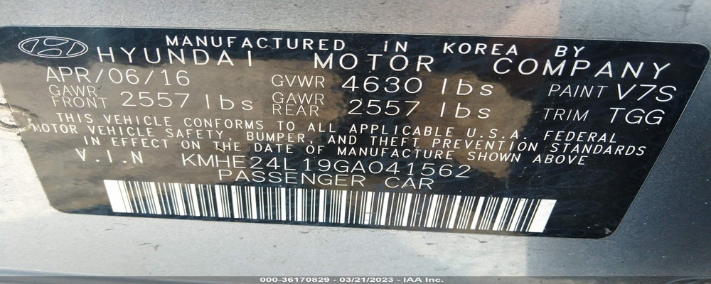 KMHE24L19GA041562 2016 HYUNDAI SONATA HYBRID photo no. 9