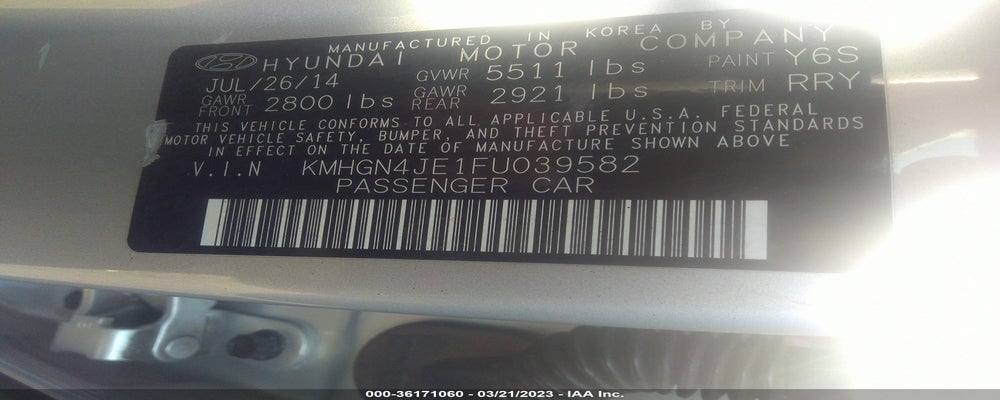 KMHGN4JE1FU039582 2015 HYUNDAI GENESIS photo no. 9