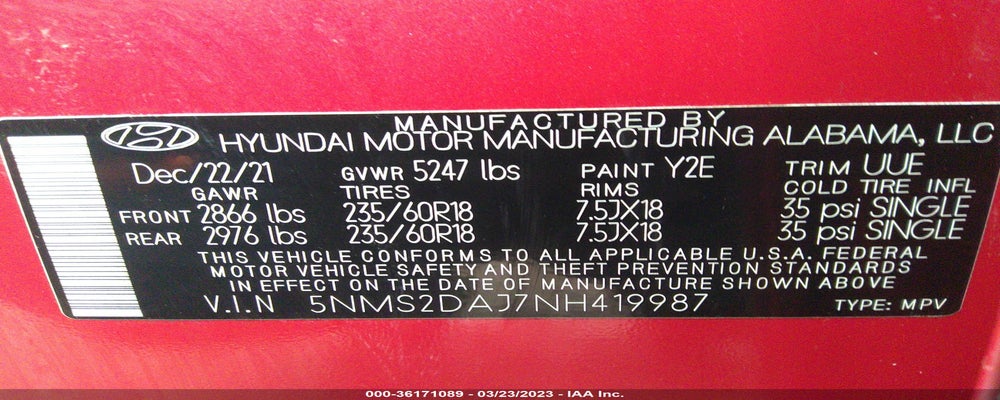 5NMS2DAJ7NH419987 2022 HYUNDAI SANTA FE photo no. 9