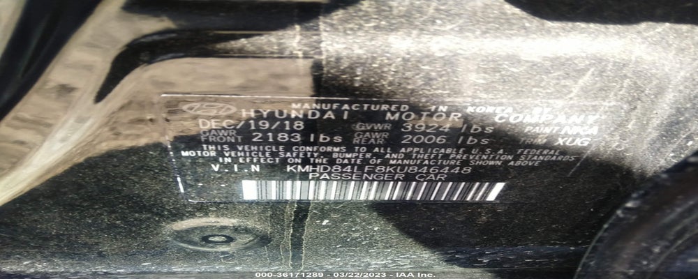 KMHD84LF8KU846448 2019 HYUNDAI ELANTRA photo no. 9