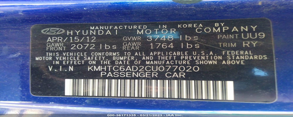KMHTC6AD2CU077020 2012 HYUNDAI VELOSTER photo no. 9