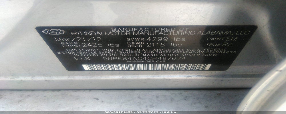 5NPEB4AC4CH497674 2012 HYUNDAI SONATA photo no. 9