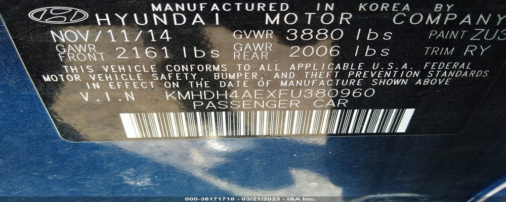 KMHDH4AEXFU380960 2015 HYUNDAI ELANTRA photo no. 9