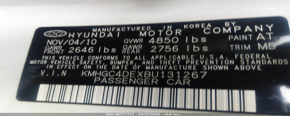 KMHGC4DEXBU131267 2011 HYUNDAI GENESIS photo no. 9