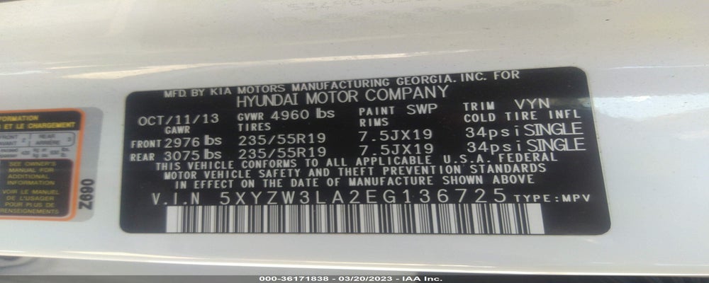 5XYZW3LA2EG136725 2014 HYUNDAI SANTA FE SPORT photo no. 9