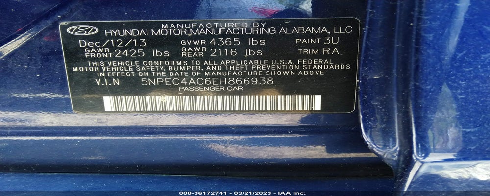 5NPEC4AC6EH866938 2014 HYUNDAI SONATA photo no. 9