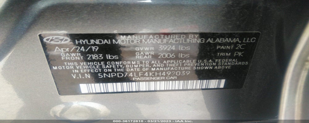 5NPD74LF4KH492039 2019 HYUNDAI ELANTRA photo no. 9