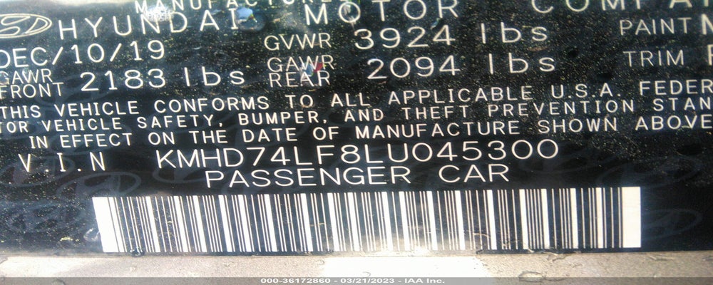 KMHD74LF8LU045300 2020 HYUNDAI ELANTRA photo no. 9
