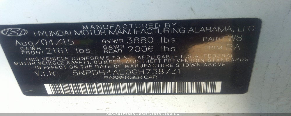 5NPDH4AE0GH738731 2016 HYUNDAI ELANTRA photo no. 9