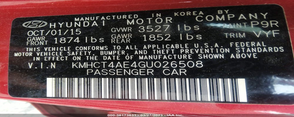KMHCT4AE4GU026508 2016 HYUNDAI ACCENT photo no. 9