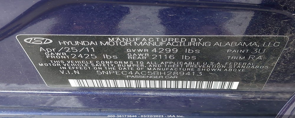 5NPEC4AC5BH289413 2011 HYUNDAI SONATA photo no. 9