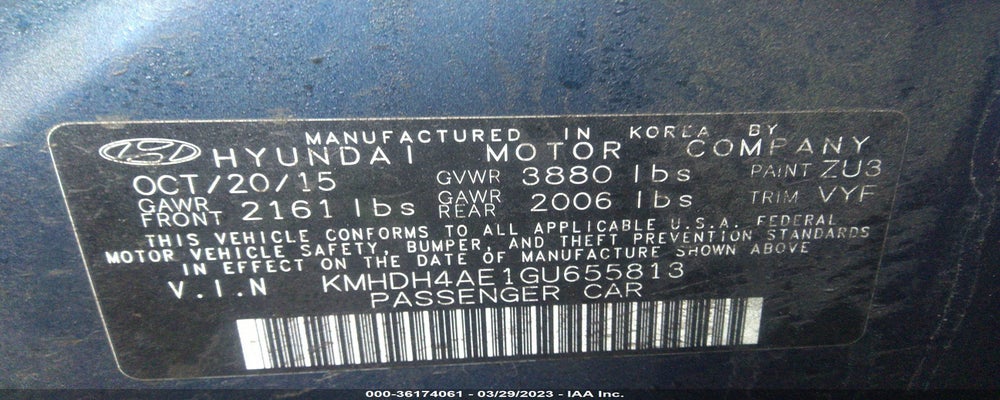 KMHDH4AE1GU655813 2016 HYUNDAI ELANTRA photo no. 9