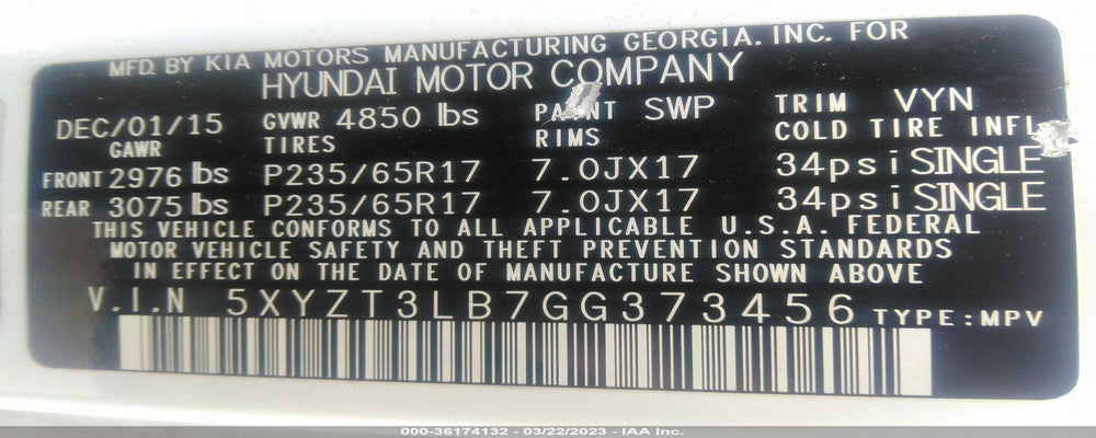 5XYZT3LB7GG373456 2016 HYUNDAI SANTA FE SPORT photo no. 9