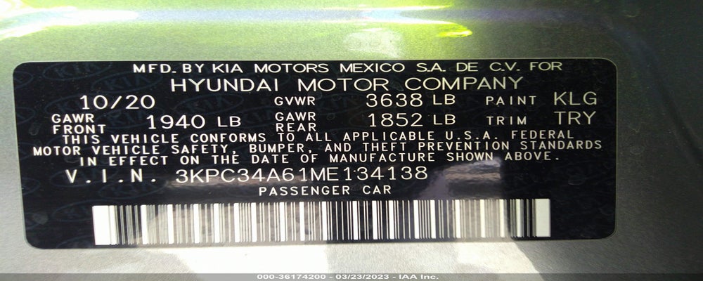 3KPC34A61ME134138 2021 HYUNDAI ACCENT photo no. 9
