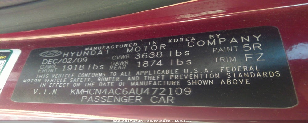 KMHCN4AC6AU472109 2010 HYUNDAI ACCENT photo no. 9