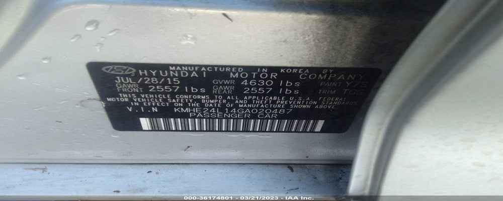 KMHE24L14GA020487 2016 HYUNDAI SONATA HYBRID photo no. 9
