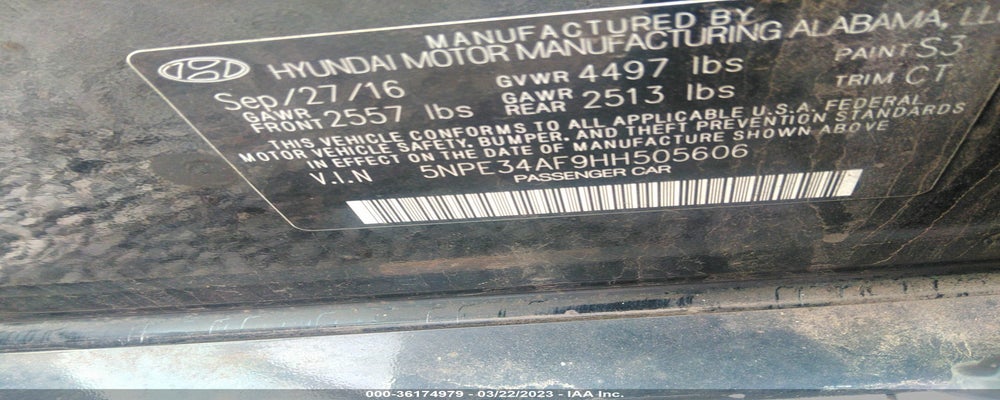5NPE34AF9HH505606 2017 HYUNDAI SONATA photo no. 9